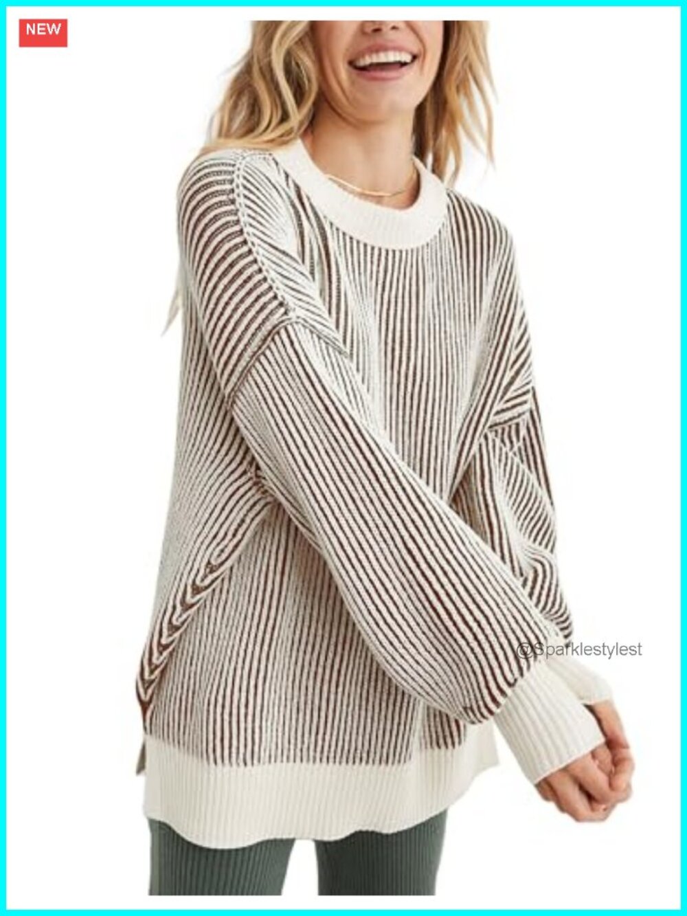 Chenille Sweater Women Crew Neck Pullover Color Block Knit Tops